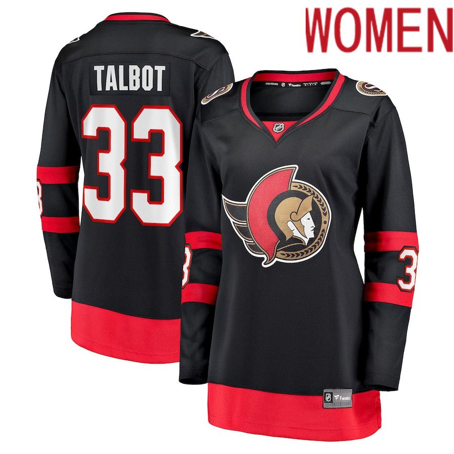 Women Ottawa Senators #33 Cam Talbot Fanatics Branded Black Home Breakaway Player NHL Jersey